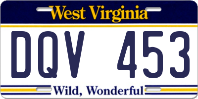 WV license plate DQV453
