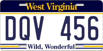 WV license plate DQV456