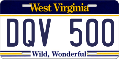 WV license plate DQV500