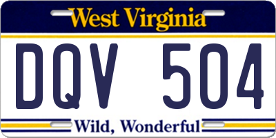WV license plate DQV504
