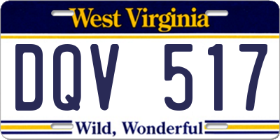 WV license plate DQV517