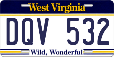WV license plate DQV532