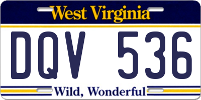 WV license plate DQV536