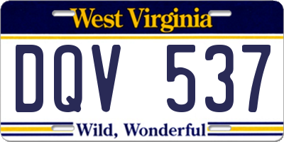 WV license plate DQV537