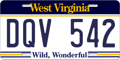 WV license plate DQV542