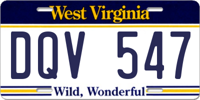 WV license plate DQV547