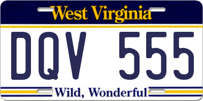 WV license plate DQV555