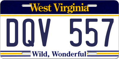 WV license plate DQV557