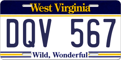 WV license plate DQV567