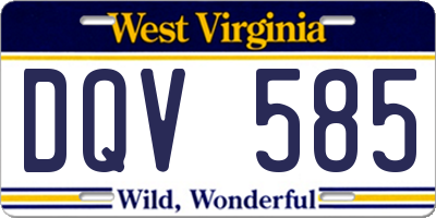 WV license plate DQV585