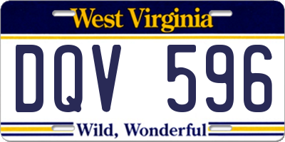 WV license plate DQV596