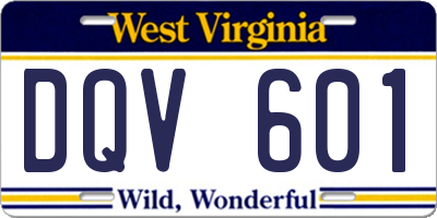 WV license plate DQV601