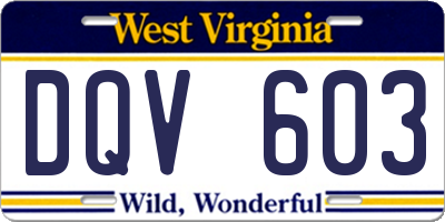 WV license plate DQV603