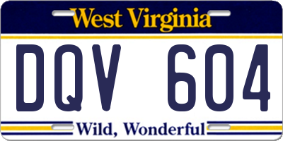 WV license plate DQV604
