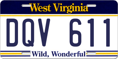 WV license plate DQV611