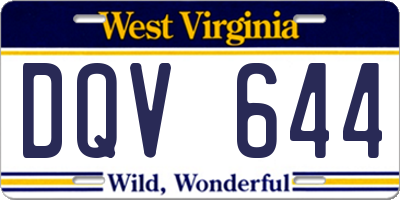 WV license plate DQV644
