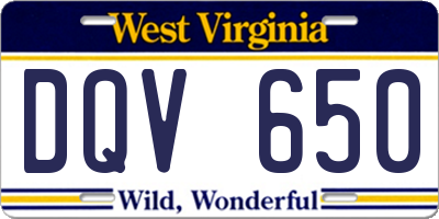 WV license plate DQV650