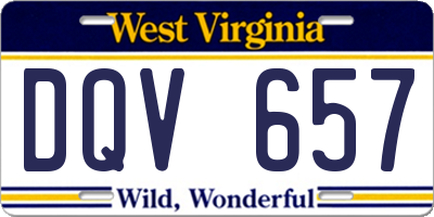 WV license plate DQV657