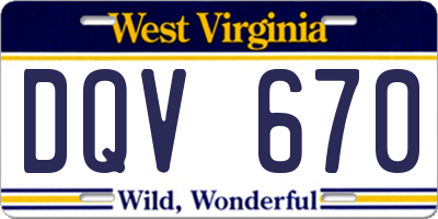 WV license plate DQV670