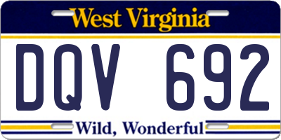 WV license plate DQV692