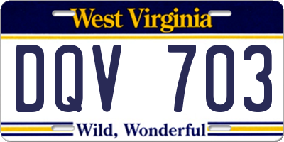 WV license plate DQV703