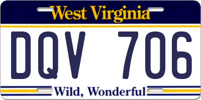 WV license plate DQV706
