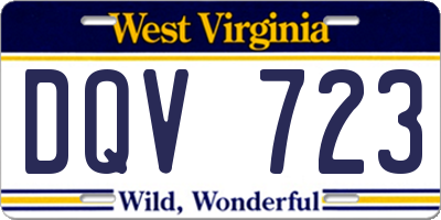 WV license plate DQV723