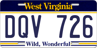 WV license plate DQV726