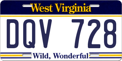 WV license plate DQV728