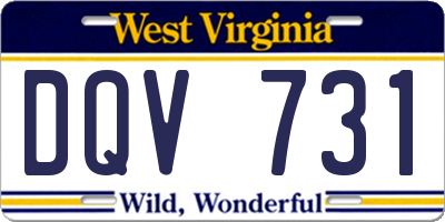 WV license plate DQV731