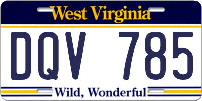 WV license plate DQV785