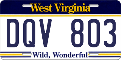 WV license plate DQV803