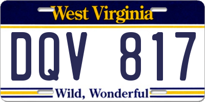 WV license plate DQV817
