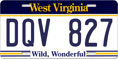 WV license plate DQV827