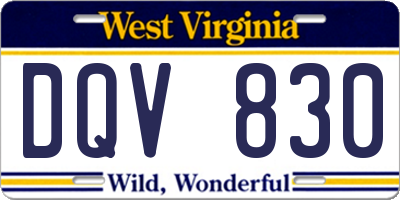 WV license plate DQV830