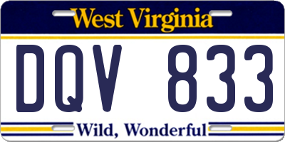 WV license plate DQV833