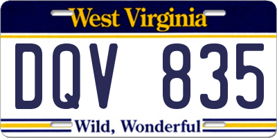 WV license plate DQV835