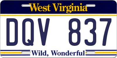 WV license plate DQV837