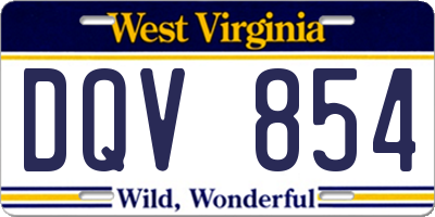 WV license plate DQV854