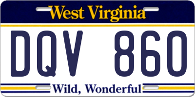 WV license plate DQV860