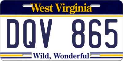 WV license plate DQV865