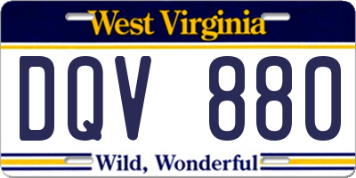 WV license plate DQV880