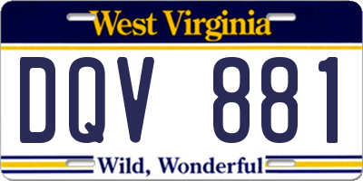 WV license plate DQV881