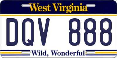 WV license plate DQV888