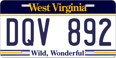 WV license plate DQV892