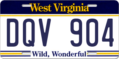 WV license plate DQV904