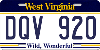 WV license plate DQV920