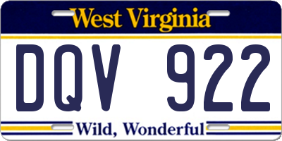 WV license plate DQV922