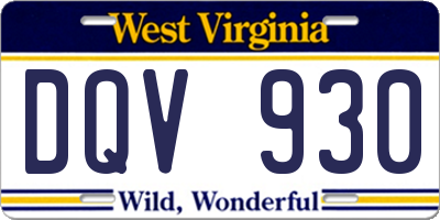 WV license plate DQV930