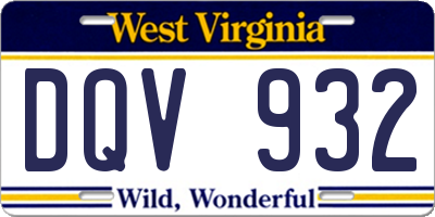 WV license plate DQV932